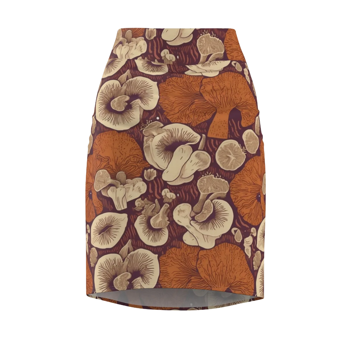 Mushroom Nocturne on Pencil Skirt — Front