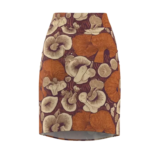 Mushroom Nocturne on a Pencil Skirt