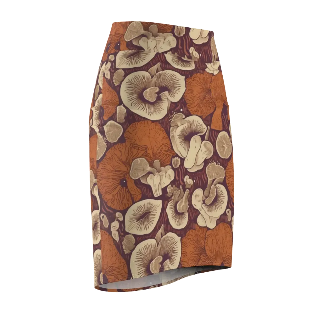 Mushroom Nocturne on Pencil Skirt — Front Side