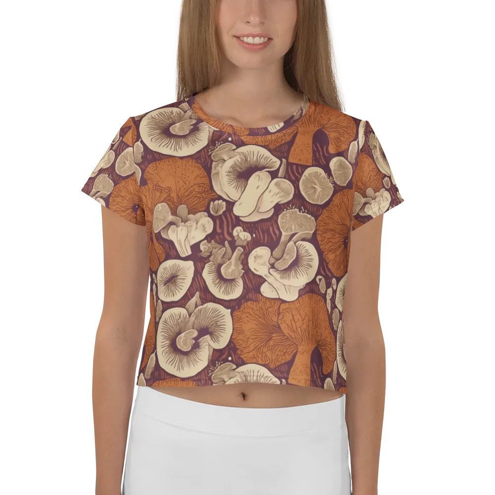 Mushroom Nocturne on Crop Tee — Front