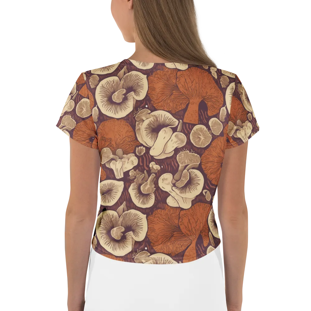 Mushroom Nocturne on Crop Tee — Back