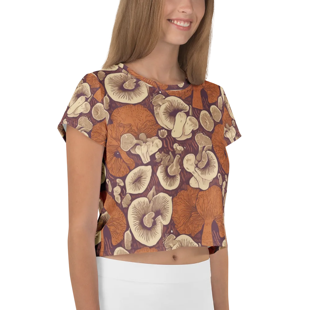 Mushroom Nocturne on Crop Tee — Right