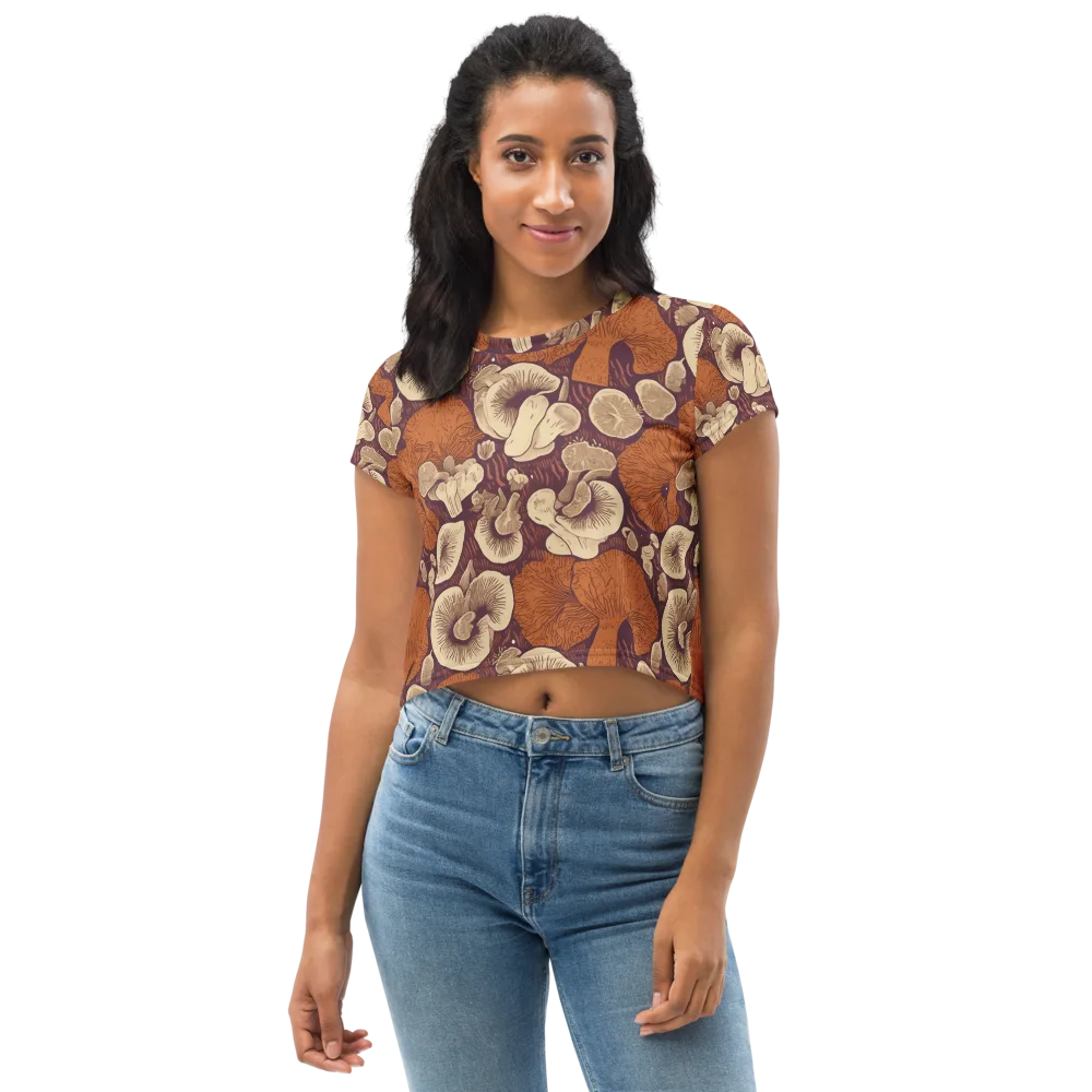 Mushroom Nocturne on Crop Tee — Front