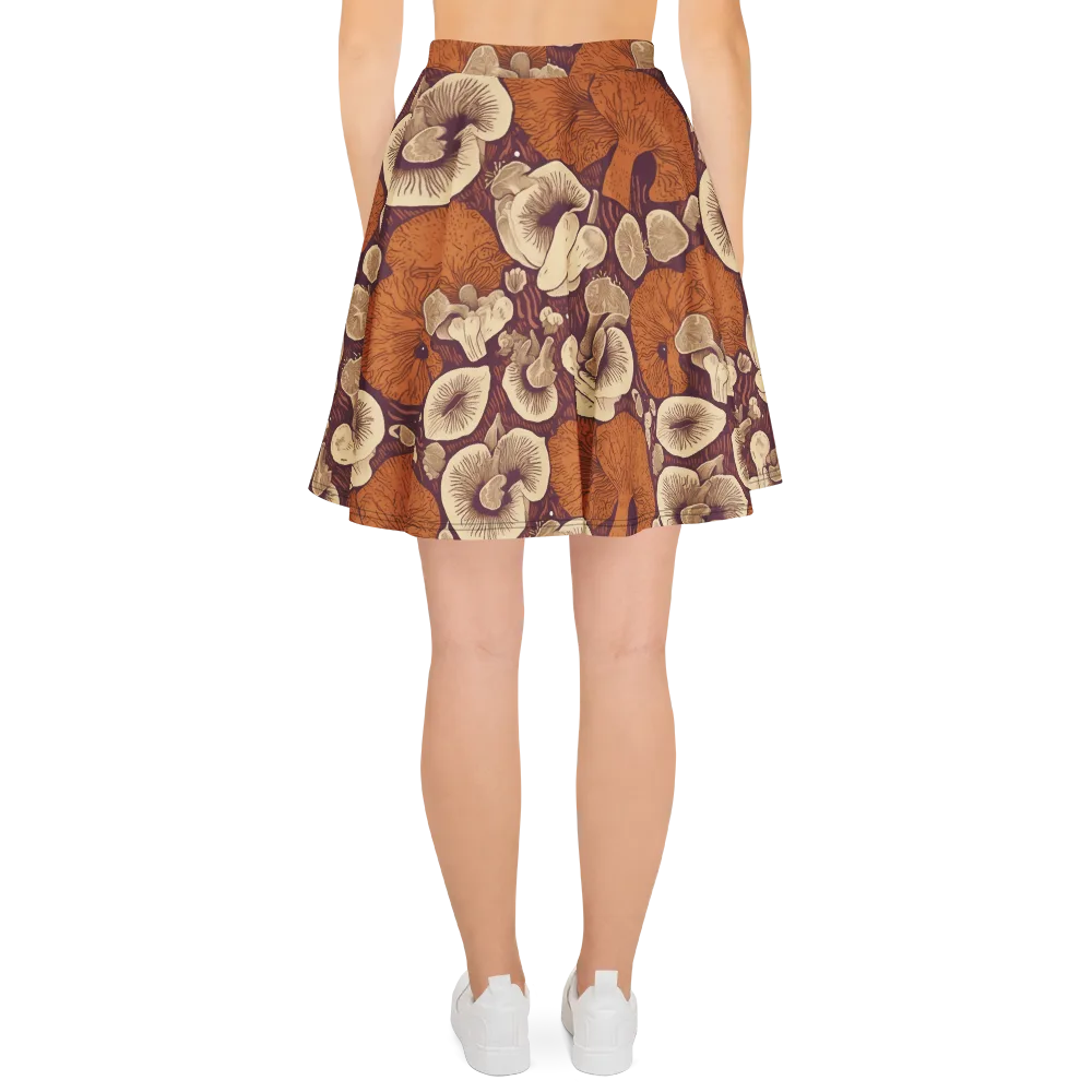 Mushroom Nocturne on Skater Skirt — Back