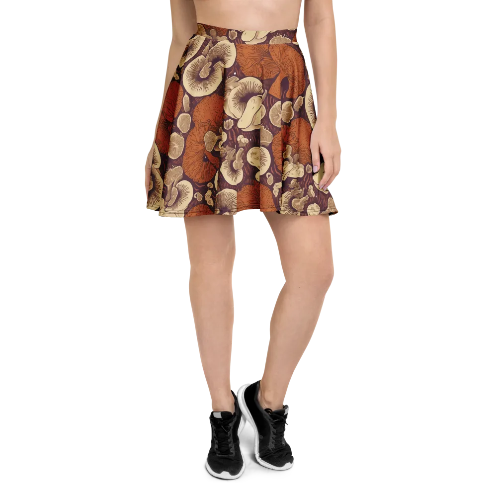 Mushroom Nocturne on Skater Skirt — Front