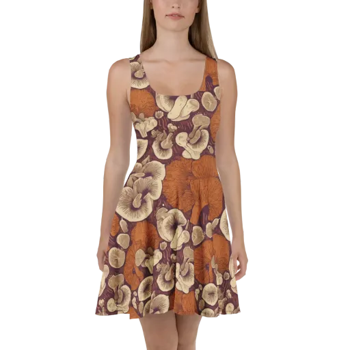 Mushroom Nocturne on a Skater Dress
