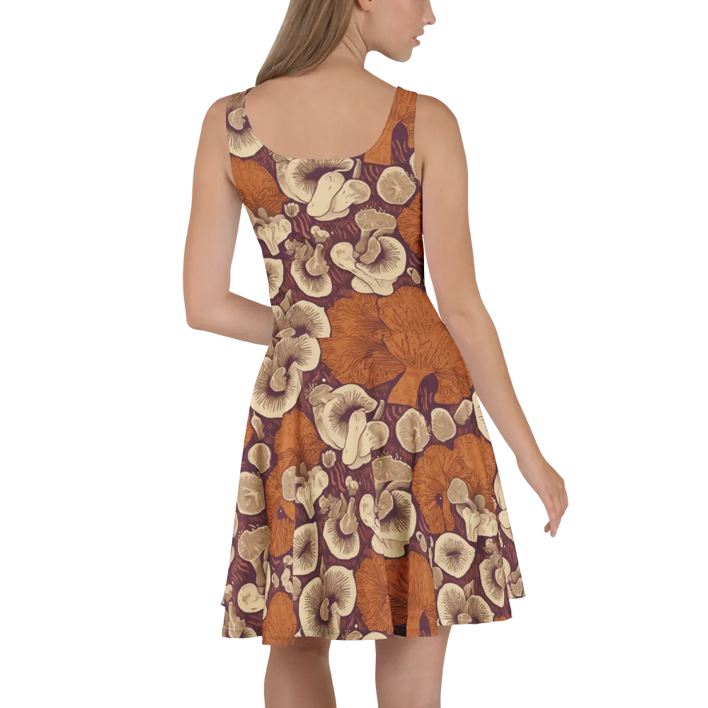 Mushroom Nocturne on Skater Dress — Back