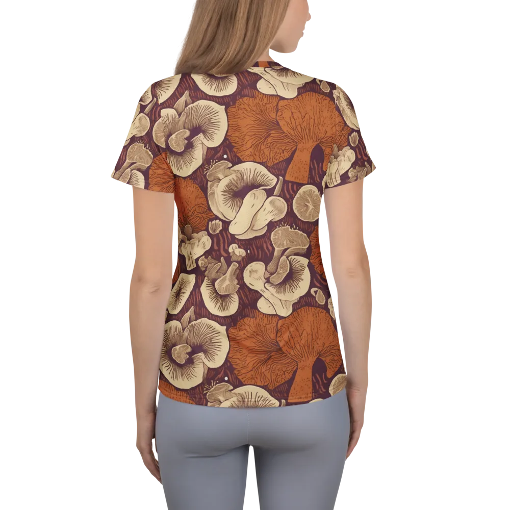 Mushroom Nocturne on Women's Athletic T-Shirt — Back