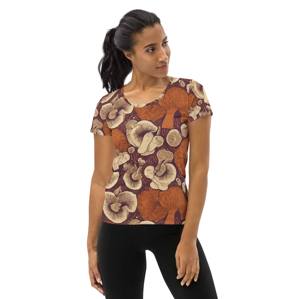 Mushroom Nocturne on Women's Athletic T-Shirt — Front