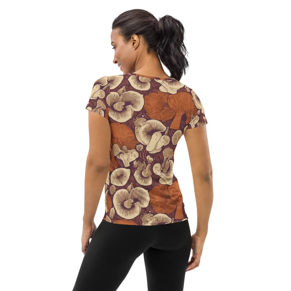 Mushroom Nocturne on Women's Athletic T-Shirt — Back