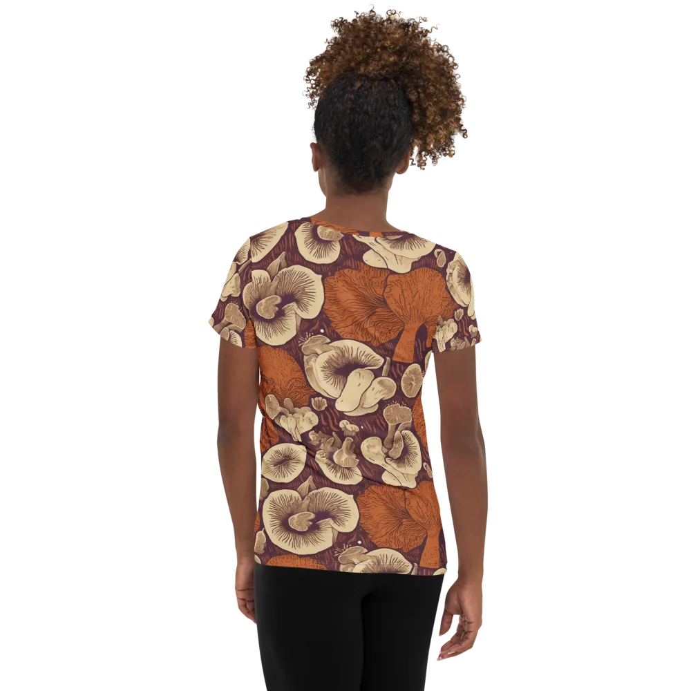 Mushroom Nocturne on Women's Athletic T-Shirt — Back