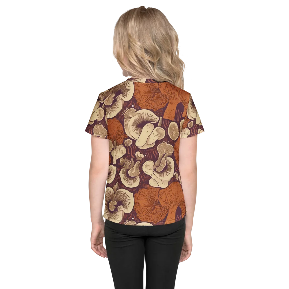 Mushroom Nocturne on Kids Crew Neck T-Shirt — Back