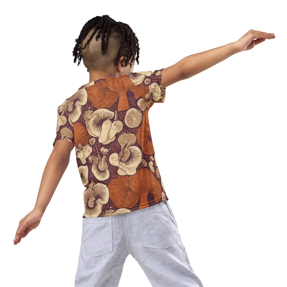 Mushroom Nocturne on Kids Crew Neck T-Shirt — Back