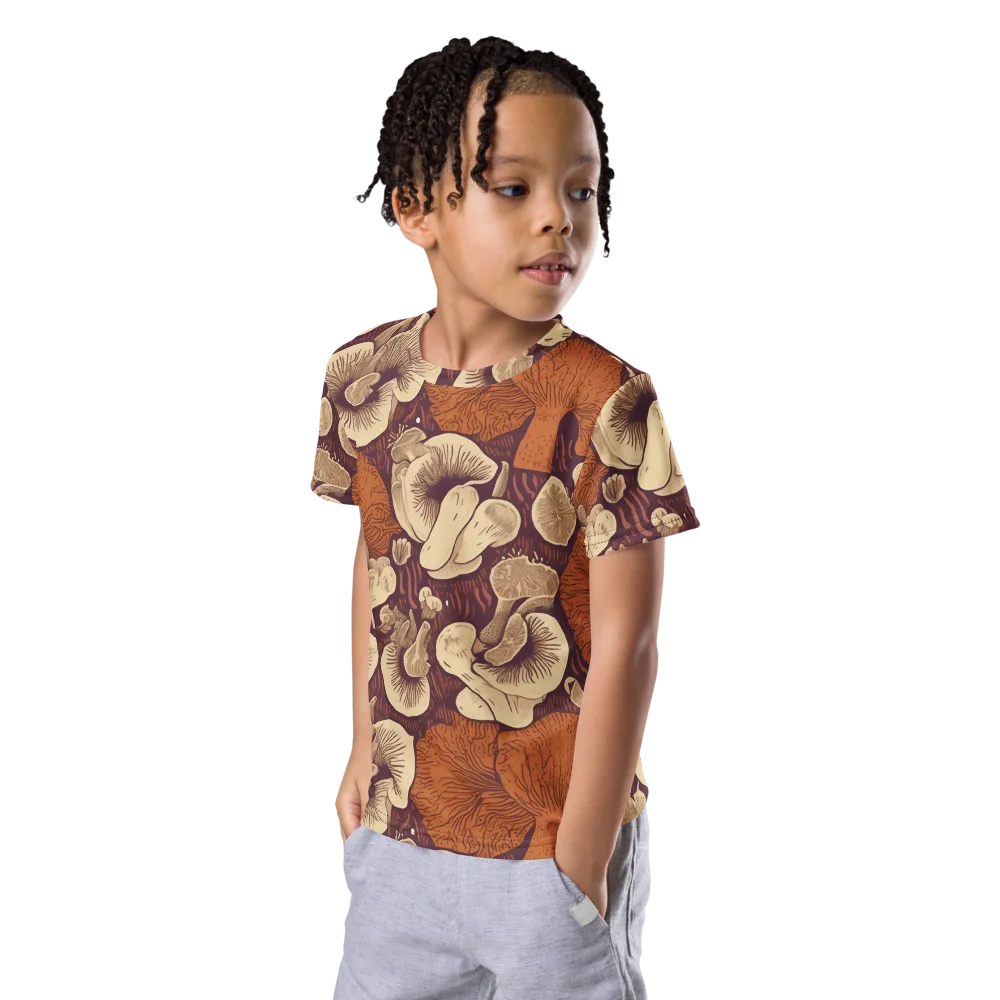 Mushroom Nocturne on Kids Crew Neck T-Shirt — Left Front