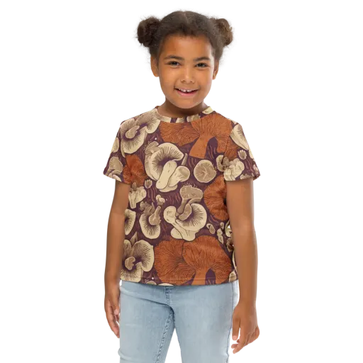 Mushroom Nocturne on a Kids Crew Neck T-Shirt