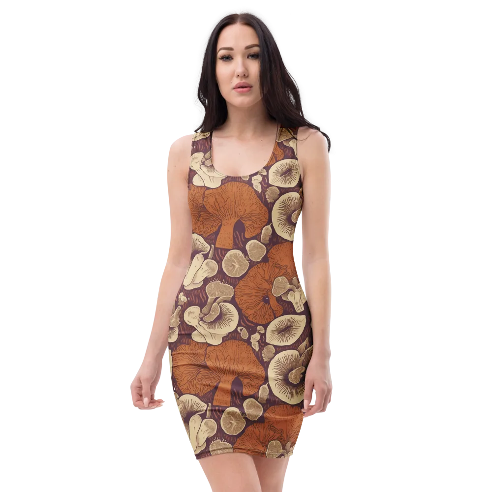 Mushroom Nocturne on Bodycon Dress — Front