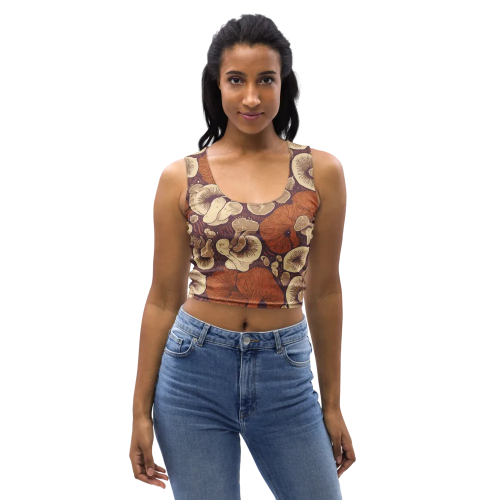 Mushroom Nocturne on Crop Top — Front