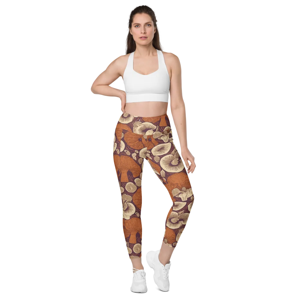 Mushroom Nocturne on Leggings with Pockets — Front