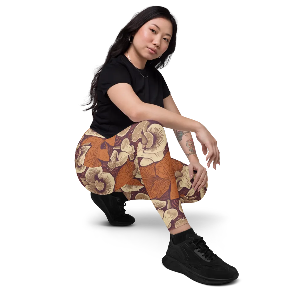Mushroom Nocturne on Leggings with Pockets — Right Front