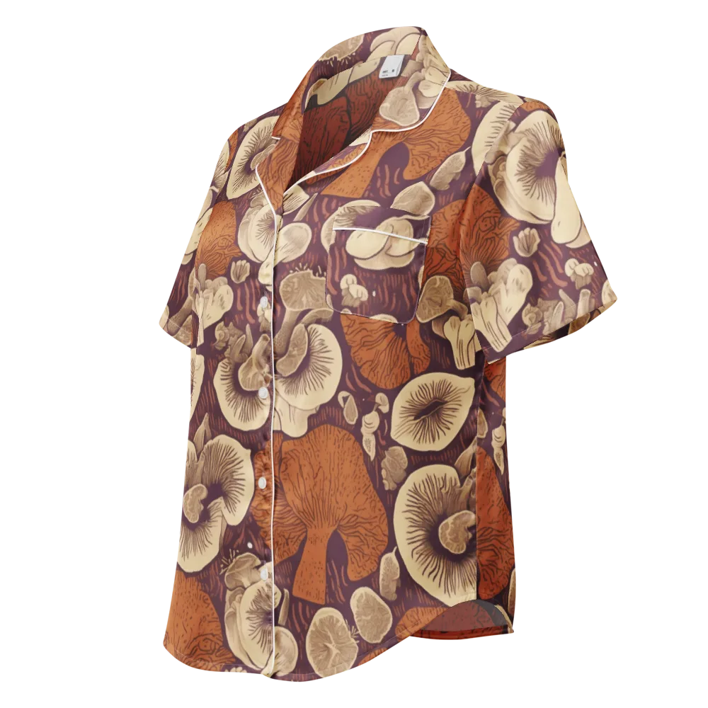 Mushroom Nocturne on Women's Short Sleeve Pajama Top — Left Front
