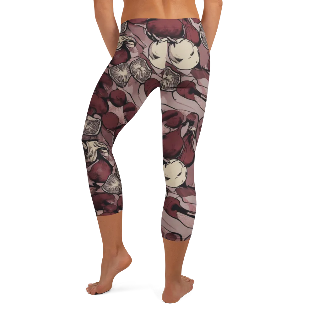 Pomegranate Nocturne on Capri Leggings — Back