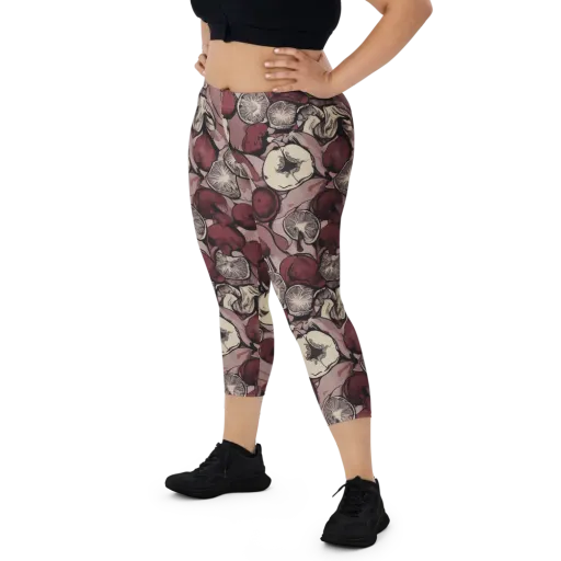 Pomegranate Nocturne on a Capri Leggings
