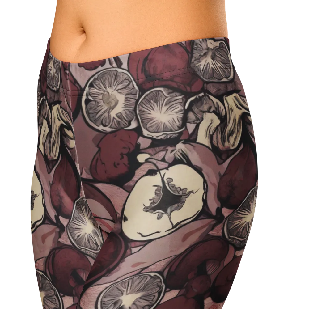 Pomegranate Nocturne on Capri Leggings — Zoomed-in