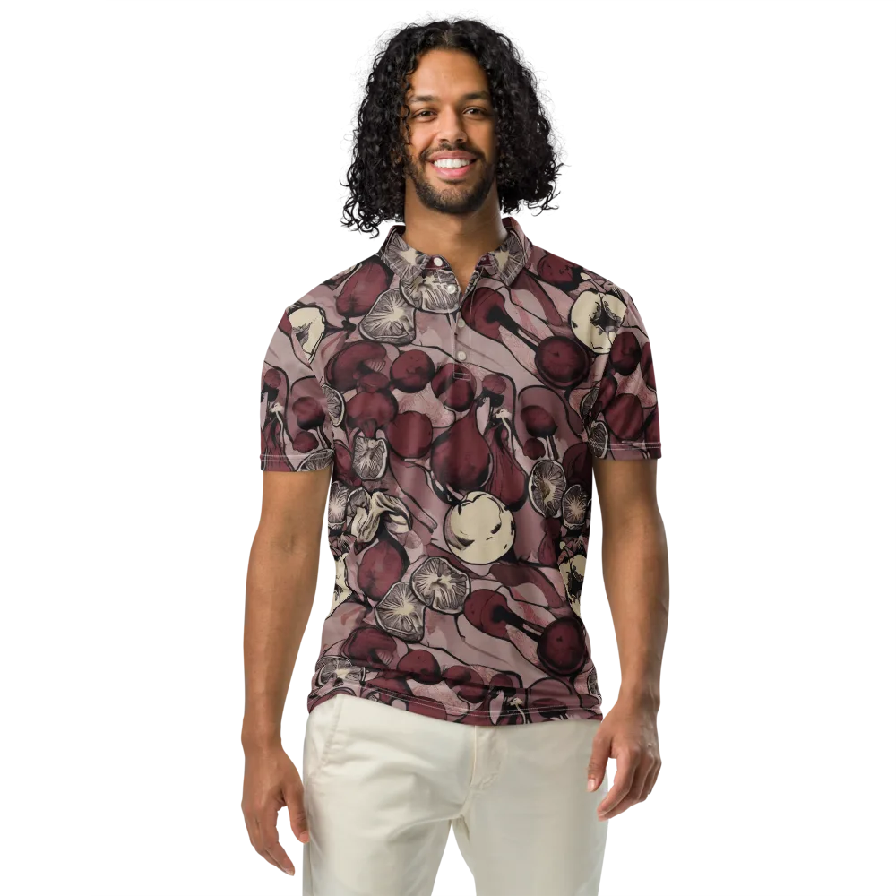 Pomegranate Nocturne on Men's Slim Fit Polo Shirt — Front