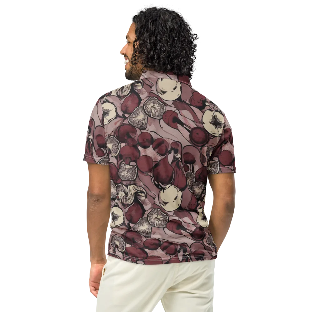 Pomegranate Nocturne on Men's Slim Fit Polo Shirt — Back