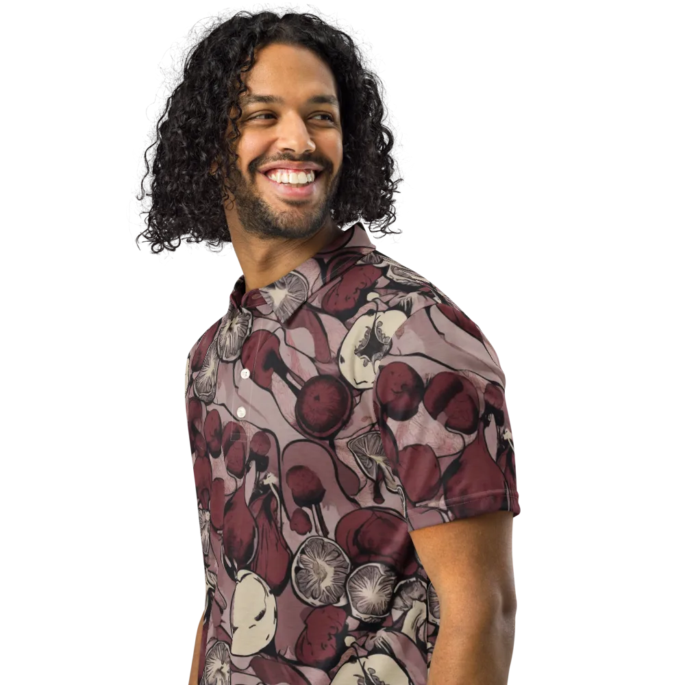 Pomegranate Nocturne on Men's Slim Fit Polo Shirt — Left Front