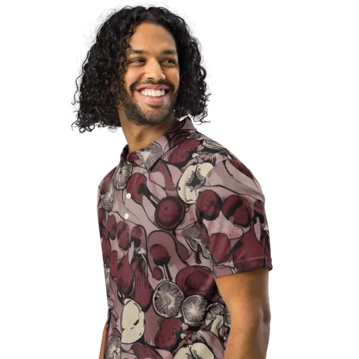 Pomegranate Nocturne on a Men's Slim Fit Polo Shirt