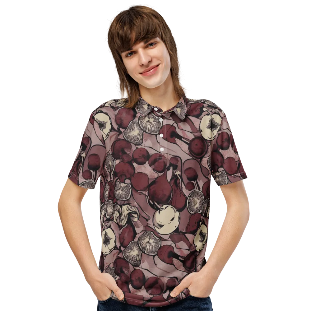 Pomegranate Nocturne on Men's Slim Fit Polo Shirt — Front