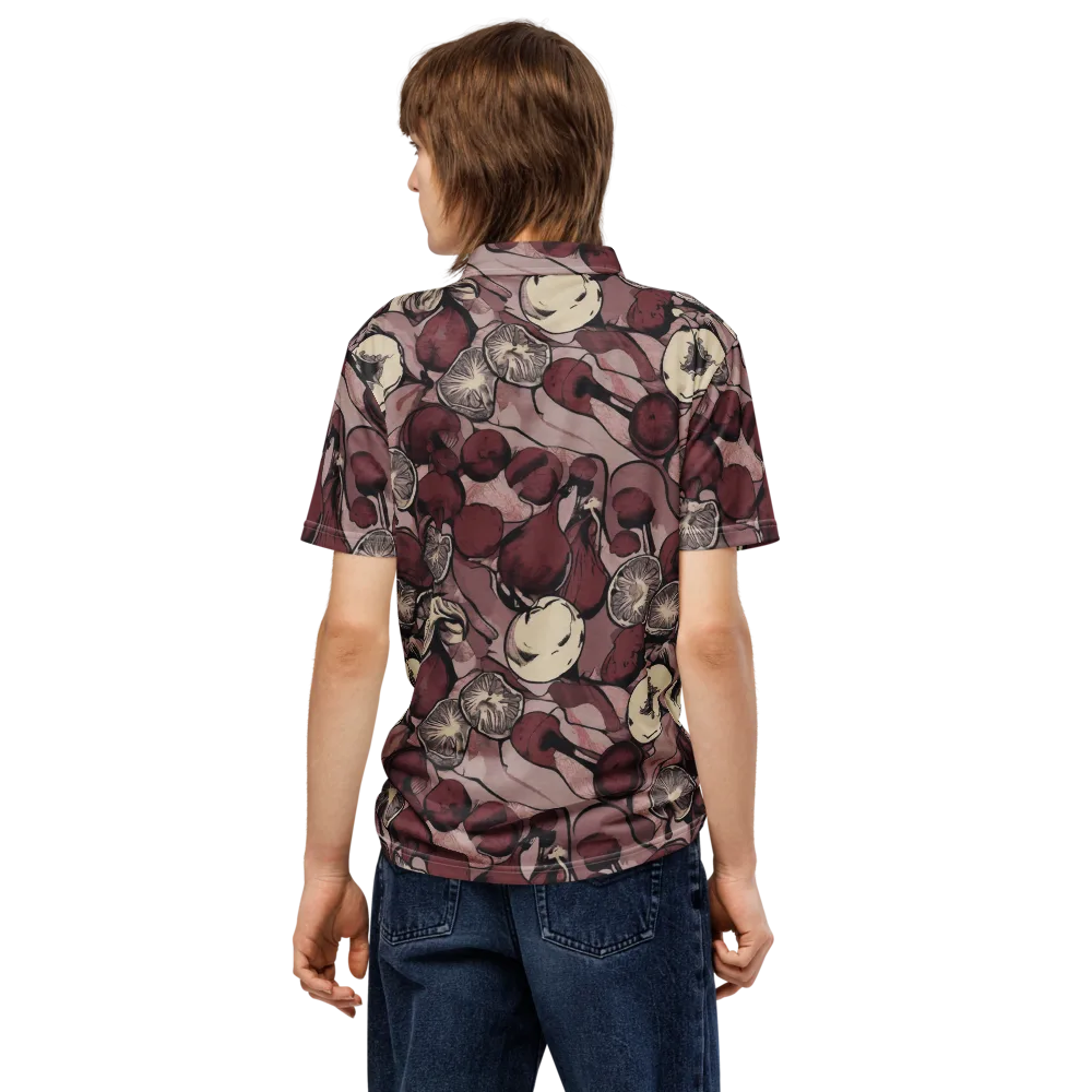 Pomegranate Nocturne on Men's Slim Fit Polo Shirt — Back