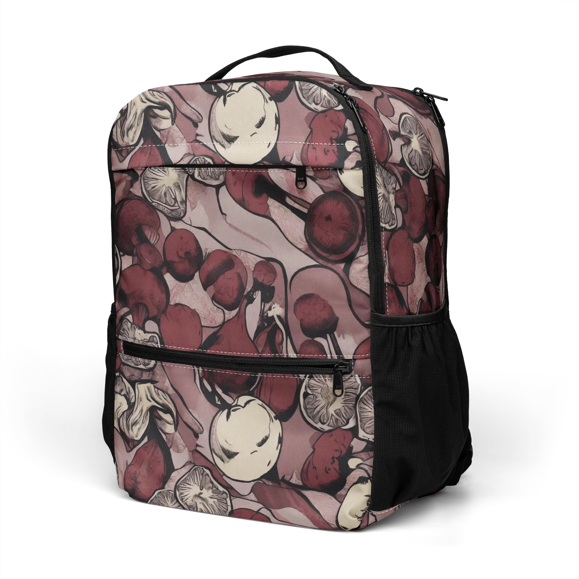 Pomegranate Nocturne on Utility Backpack — Left Front