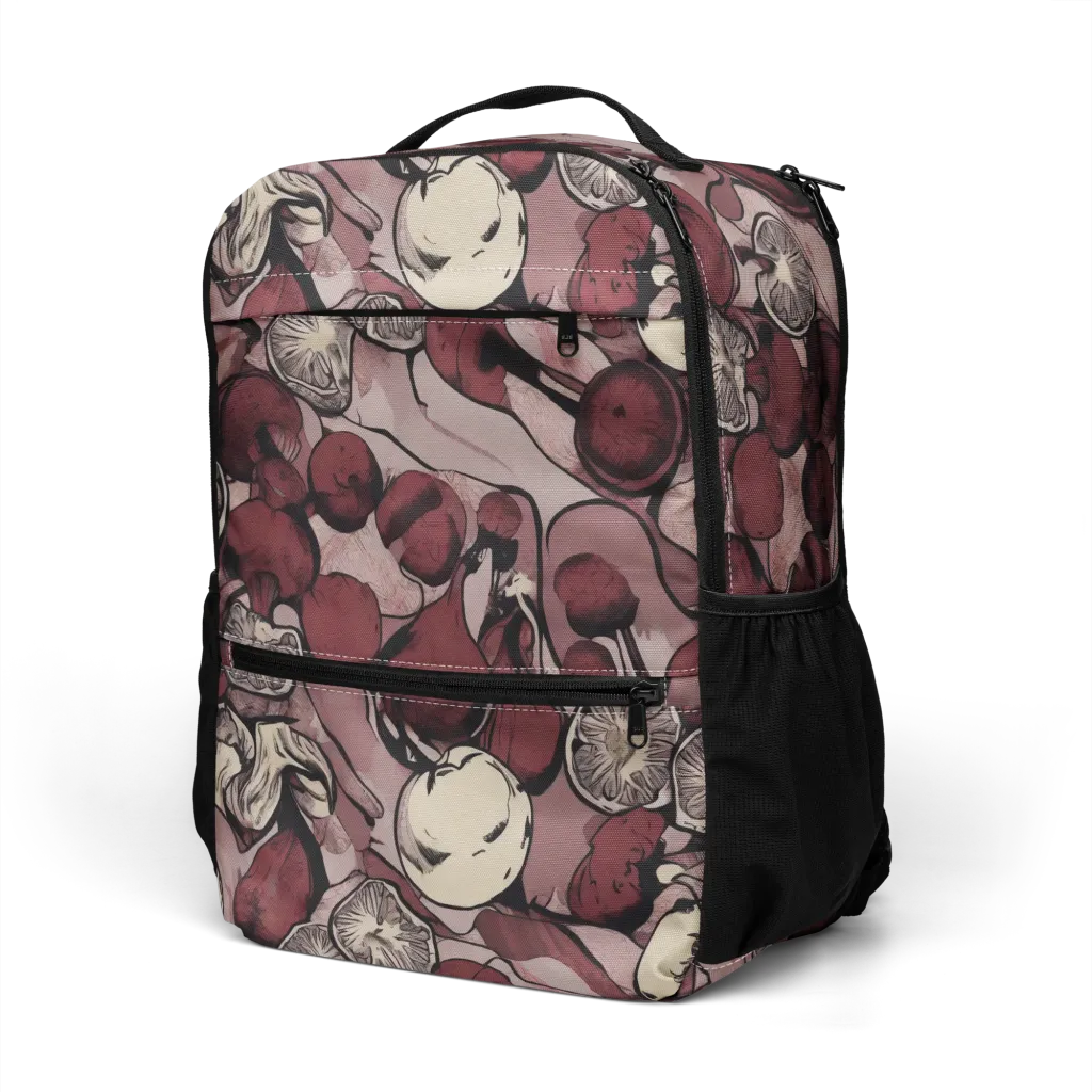 Pomegranate Nocturne on Utility Backpack — Left Front