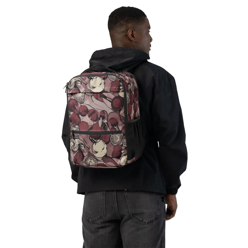 Pomegranate Nocturne on Utility Backpack — Back
