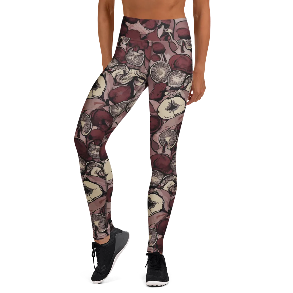 Pomegranate Nocturne on Yoga Leggings — Front