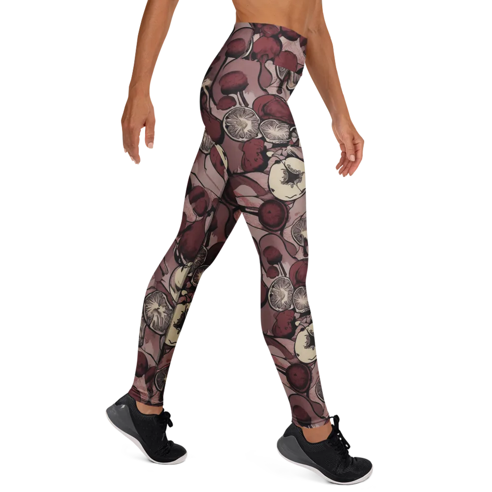 Pomegranate Nocturne on Yoga Leggings — Right