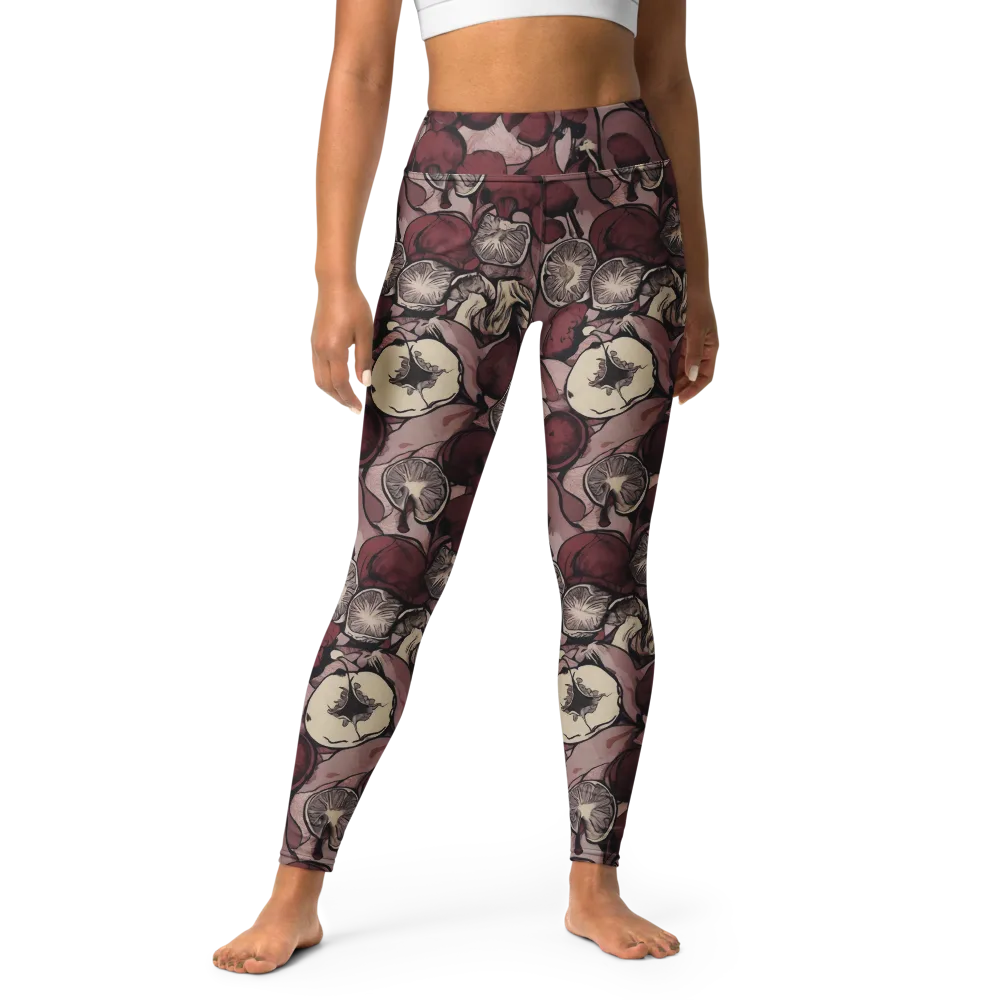 Pomegranate Nocturne on Yoga Leggings — Front