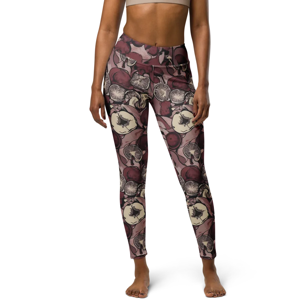 Pomegranate Nocturne on Yoga Leggings — Front
