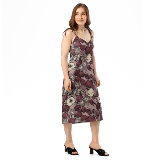 Pomegranate Nocturne on a Slip Dress