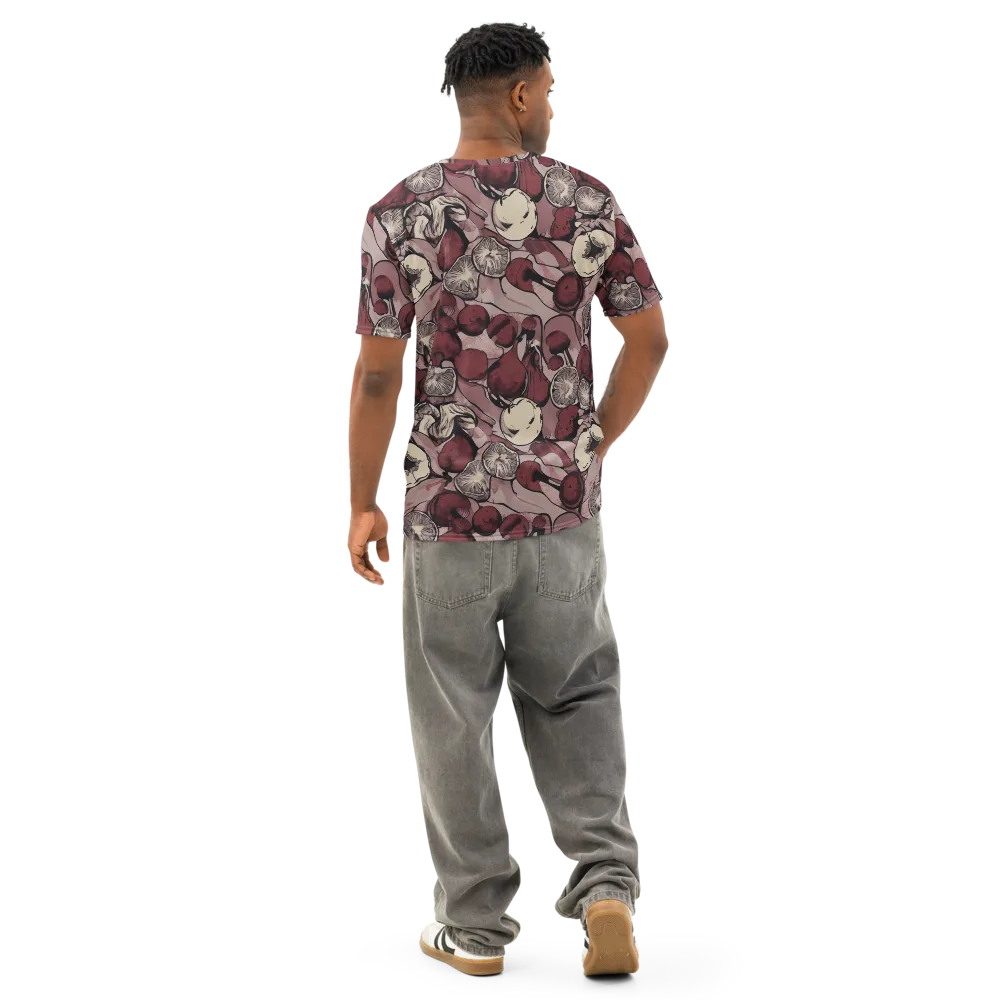 Pomegranate Nocturne on Men's Cotton Crew Neck T-Shirt — Back