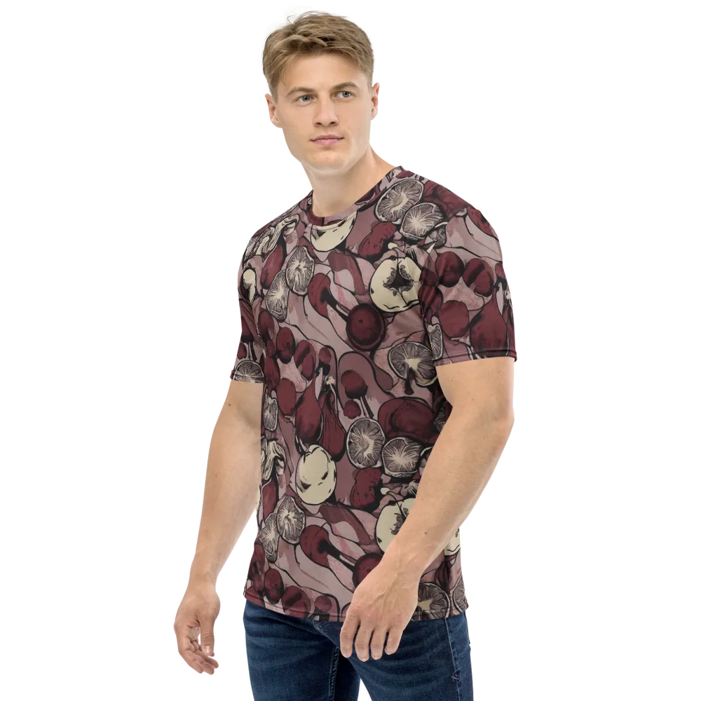 Pomegranate Nocturne on Men's Crew Neck T-Shirt — Left