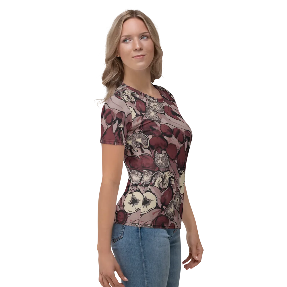 Pomegranate Nocturne on Women's Crew Neck T-Shirt — Right
