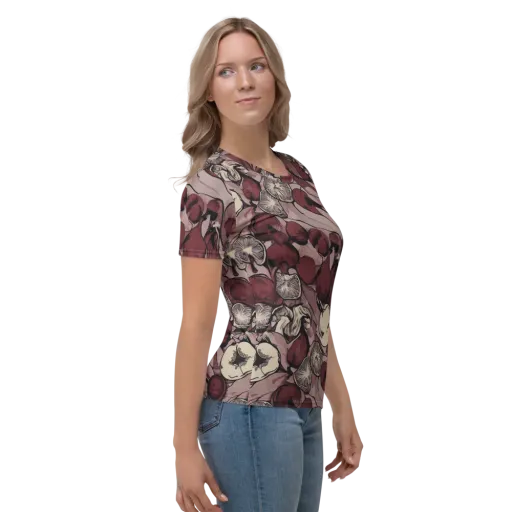 Pomegranate Nocturne on a Women's Crew Neck T-Shirt