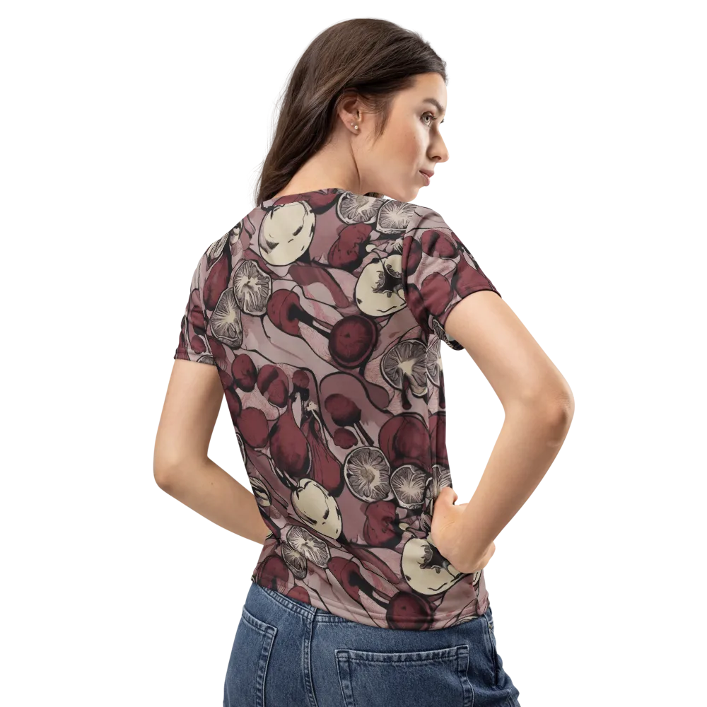 Pomegranate Nocturne on Women's Crew Neck T-Shirt — Back