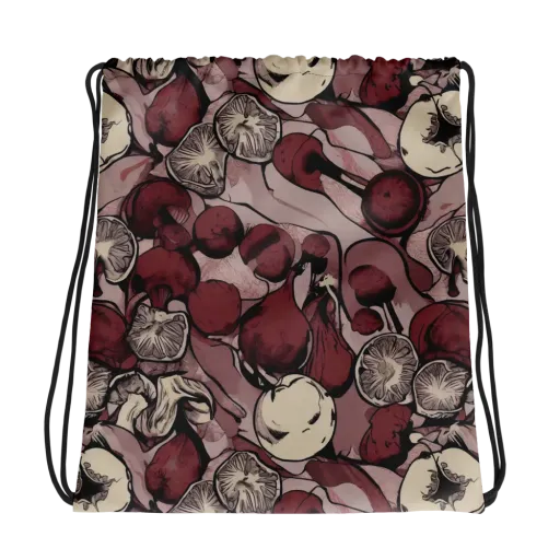 Pomegranate Nocturne on a Drawstring Bag