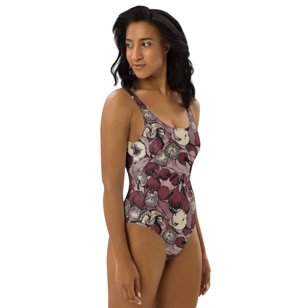 Pomegranate Nocturne on One-Piece Swimsuit — Right