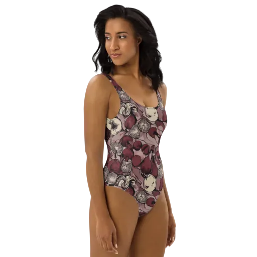 Pomegranate Nocturne on a One-Piece Swimsuit
