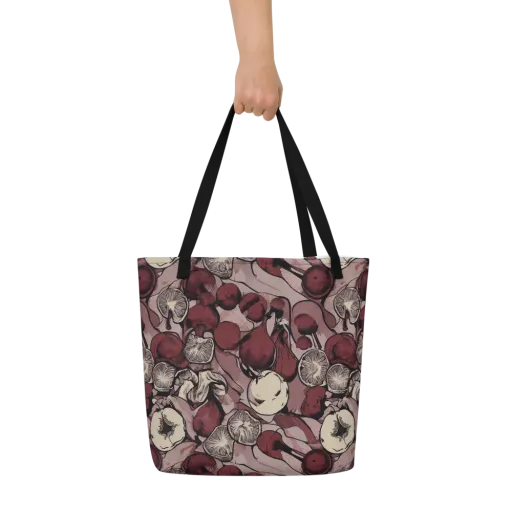 Pomegranate Nocturne on a Large Tote Bag W/ Pocket